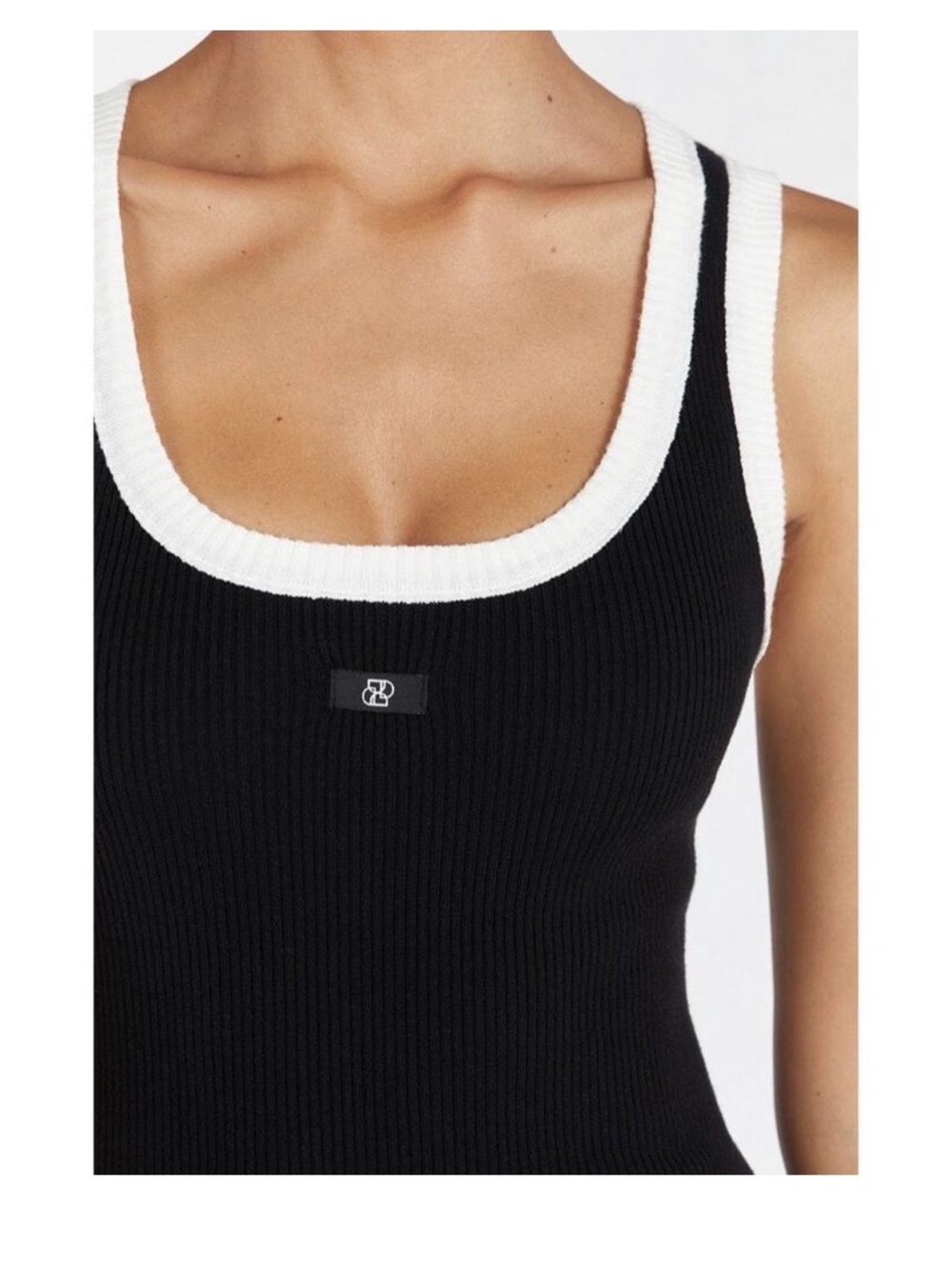 DISSH Signature Black White Contrast Midi Long Knit Tank Dress - Picture 2 of 7